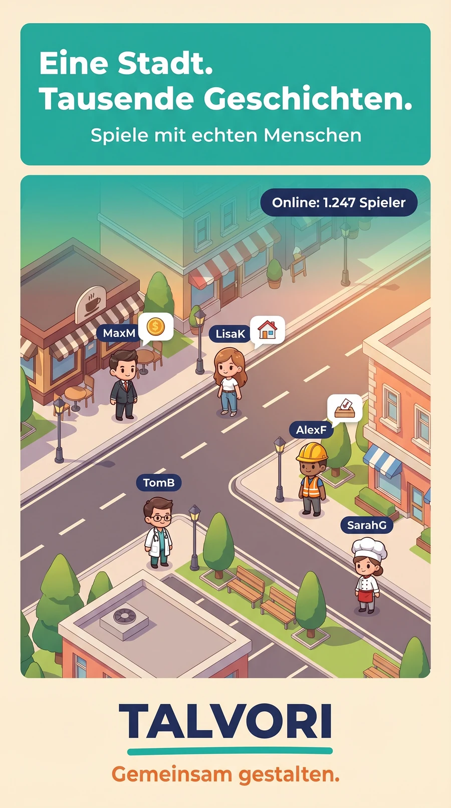 Multiplayer-Stadt mit echten Spielern